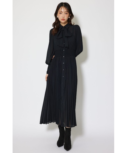 ラインフラワーボウタイワンピース