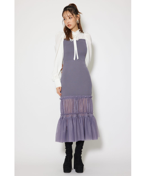 チュールドッキングニットマーメイドワンピース