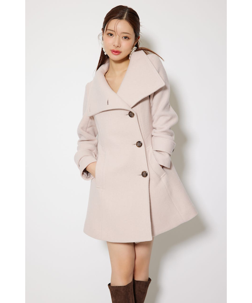 rienda シャーリングゴムベルト付きシェイプダウンコート rienda シャーリングゴムベルト付きシェイプダウンコート BLK -靴