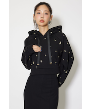 フラワー刺繍スウェットトップス