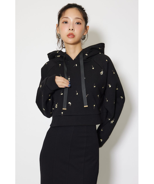 フラワー刺繍スウェットトップス