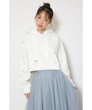 フラワー刺繍スウェットトップス