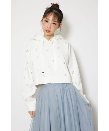 フラワー刺繍スウェットトップス