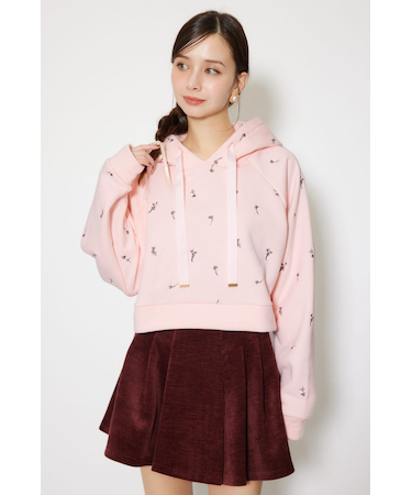 フラワー刺繍スウェットトップス