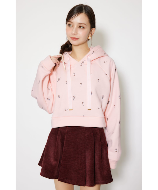 フラワー刺繍スウェットトップス