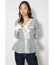 2WAYペプラムジャガードニットカーディガントップス