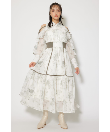 フリルスリーブニットドッキングワンピ