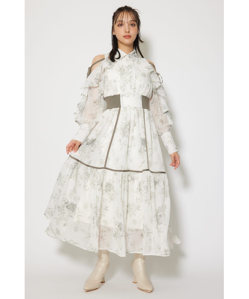 フリルスリーブニットドッキングワンピ