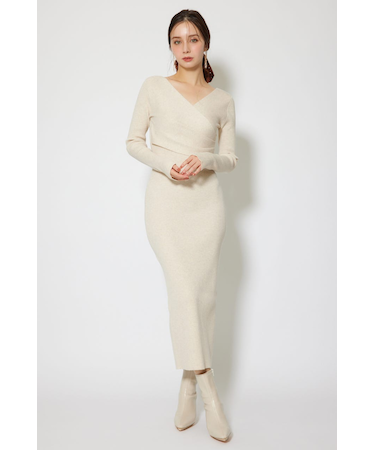 カシュクールウォッシャブルニットワンピース