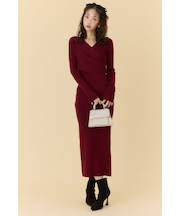 カシュクールウォッシャブルニットワンピース