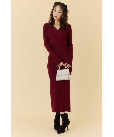 カシュクールウォッシャブルニットワンピース