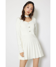 フロントビジュープリーツミニニットワンピース