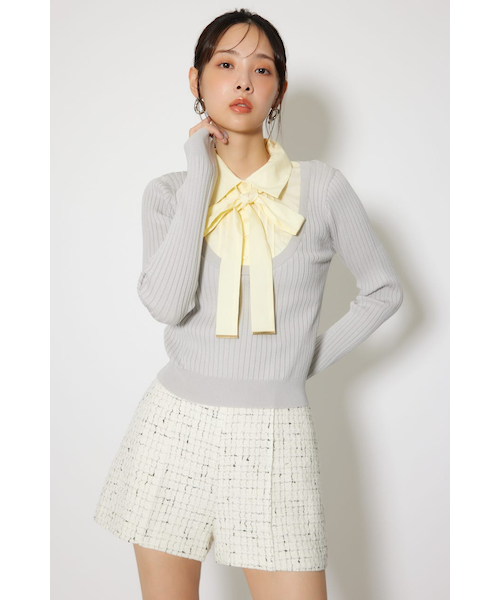 シャツドッキングロングスリーブニットトップス｜リエンダの通販