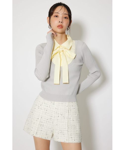 シャツドッキングロングスリーブニットトップス