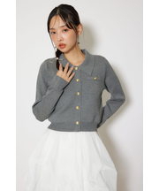 ゴールドボタンロングスリーブニットトップス