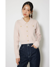 ゴールドボタンロングスリーブニットトップス