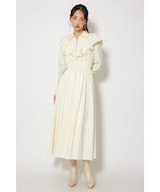 フロントZIPフリルシャツワンピース