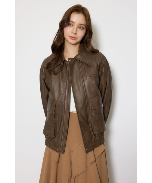 ライナー付きフェイクレザーブルゾン