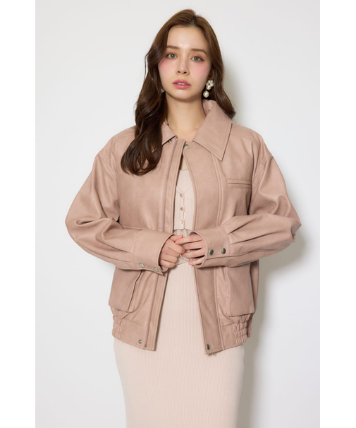 ライナー付きフェイクレザーブルゾン