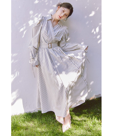 カシュクールフレアシャツワンピース