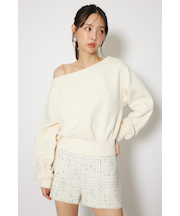 ワンショルダーボリュームスウェットトップス