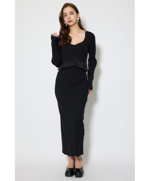 ペプラムカーデセットキャミワンピース