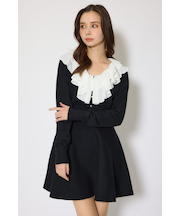 フリルカラーニットカーディガンセットワンピース