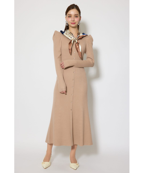 スカーフ付きマーメイドニットワンピース