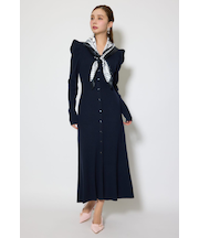 スカーフ付きマーメイドニットワンピース