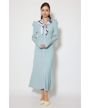 スカーフ付きマーメイドニットワンピース