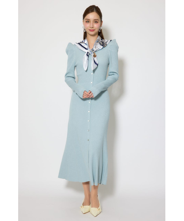 スカーフ付きマーメイドニットワンピース