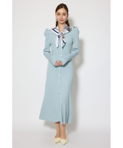 スカーフ付きマーメイドニットワンピース