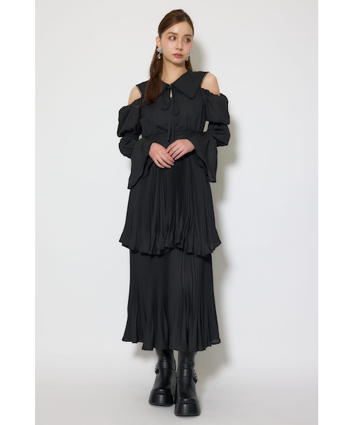 BIGカラープリーツフレアワンピース