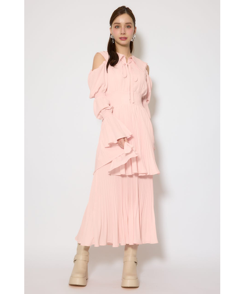 BIGカラープリーツフレアワンピース