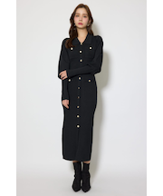 パフロングスリーブニットタイトワンピース