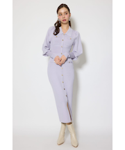 パフロングスリーブニットタイトワンピース