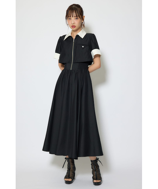 バストディティールフレアワンピース