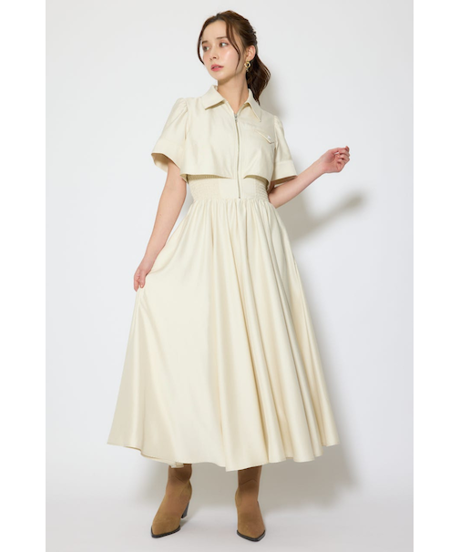 バストディティールフレアワンピース