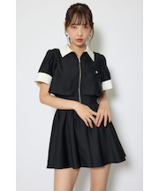 バストディティールフレアミニワンピース