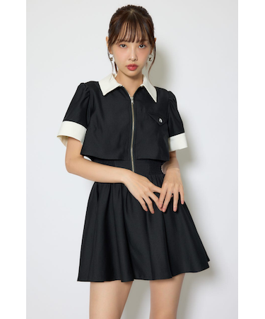 バストディティールフレアミニワンピース