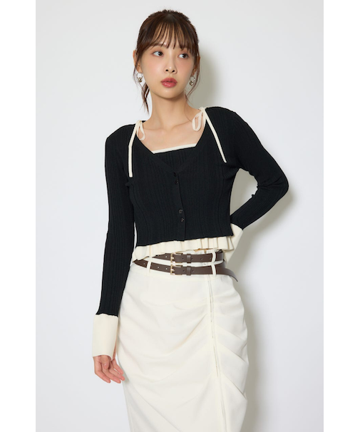 ペプラムキャミセットニットカーディガン