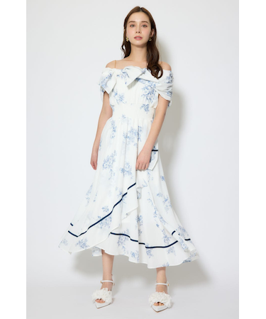 フロントビッグリボンフレアワンピース