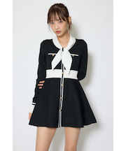 バイカラーミニニットワンピース