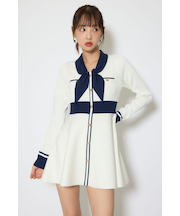 バイカラーミニニットワンピース