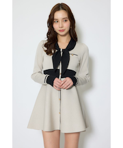 バイカラーミニニットワンピース