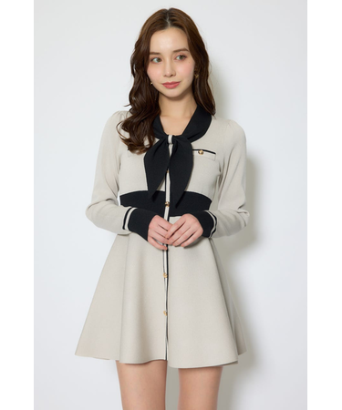 バイカラーミニニットワンピース