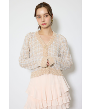 ツイードニットカーディガントップス