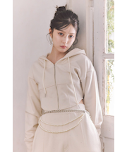 ビスチェディティールフードスウェット