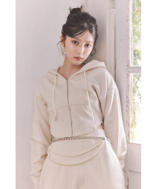 ビスチェディティールフードスウェット