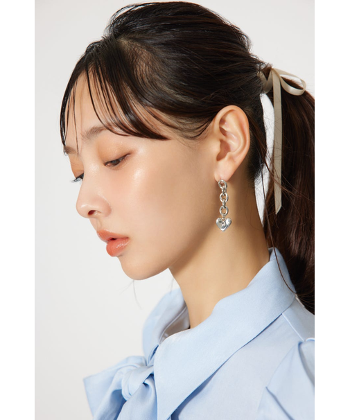 ニュアンスハートプレートピアス